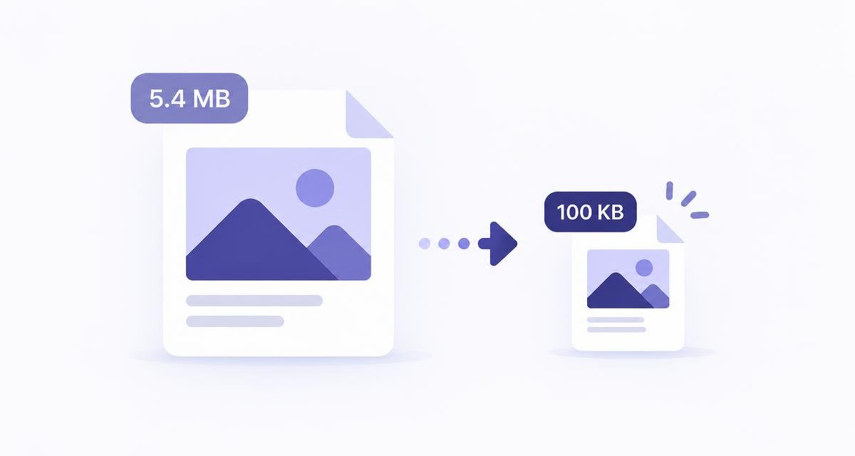 A large image file shrinking down to a 100 KB file